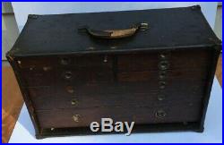 Antique c1915 Union Oak Wood 8 Drawer Machinist Tool Box Chest