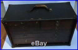 Antique c1915 Union Oak Wood 8 Drawer Machinist Tool Box Chest