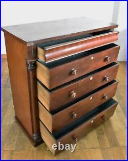 Antique large Victorian flame mahogany Scotch chest of drawers