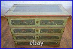 Antique rustic solid wood continental large painted chest of drawers