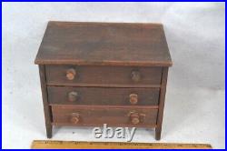 Antique small bureau chest, drawers doll handmade 3 drawer 8x6.5x5 wood pine 1800