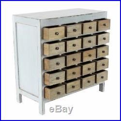 Apothecary 20 Drawer Cabinet Chest White Vintage Rustic Style Distressed Finish