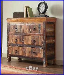 Artsy & Rustic Reclaimed Wood Finish 4 Drawer Storage Cabinet Chest Furniture