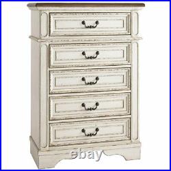 Ashley Realyn 5 Drawer 34 Chest in Chipped White and Brown