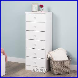 Astrid 6-Drawer Tall Chest with Acrylic Knobs, White