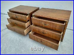 Authentic Pair Drexel Heritage Accolade Campaign 3 Drawer Chests Nightstands