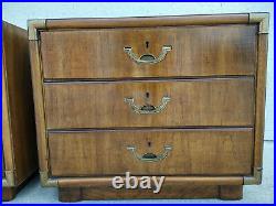 Authentic Pair Drexel Heritage Accolade Campaign 3 Drawer Chests Nightstands