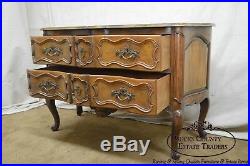 Baker French Louis XV Style Walnut 2-Drawer Serpentine Commode Chest