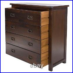 Baltia Dark Wood Chest of 4 Drawers Solid Wood Large Storage Bedroom