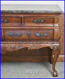 Basset Furniture Mahogany Marble Top Chest of Drawers in the Chippendale Style