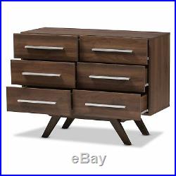 Baxton Studio Auburn Mid-Century Modern Wood 6-Drawer Dresser