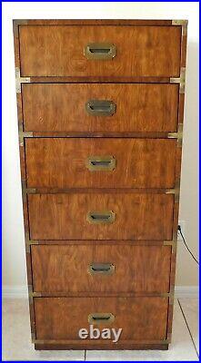 Beautiful Antique/Vtg DIXIE Campaign Style Wood Brass Lingerie Chest of Drawers