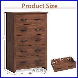 Bedroom 5 Drawer Chest Storage Dresser Tall Cabinet Organizer Hallway Walnut