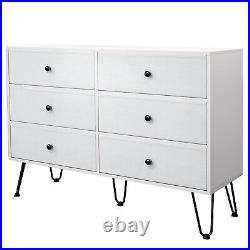 Bedroom 6 Drawer Dresser Chest of Drawers Wood Clothes Storage Organizer Cabinet
