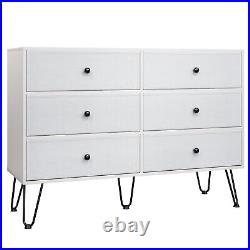 Bedroom 6 Drawer Dresser Chest of Drawers Wood Clothes Storage Organizer Cabinet
