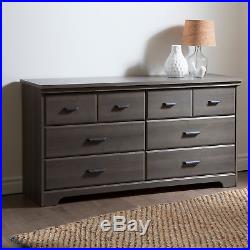 Bedroom Double Dresser Desk Provincial Chest Set Solid Wood 6-drawer Gray Maple