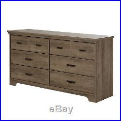 Bedroom Double Dresser Desk Provincial Chest Set Solid Wood 6-drawer Gray Maple