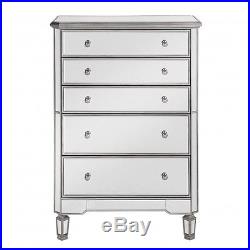 Bedroom Furniture Dresser 5 Drawer Cabinet Mirrored Chest of Drawers Storage New