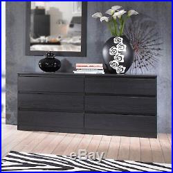 Bedroom Modern Wood Storage Furniture Dresser Chest Double 6 Drawer Black New