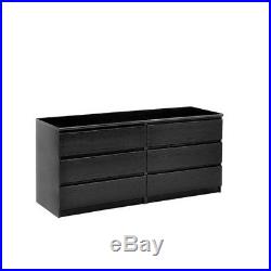 Bedroom Modern Wood Storage Furniture Dresser Chest Double 6 Drawer Black New