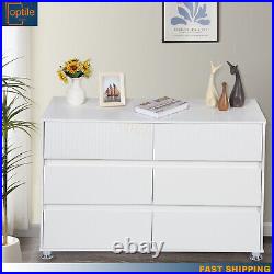 Bedroom Storage Dresser 6 Drawers with Cabinet Wood Furniture Bedroom Chest