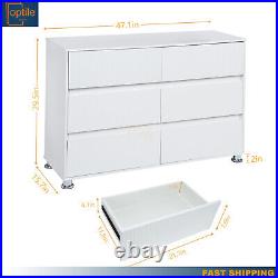 Bedroom Storage Dresser 6 Drawers with Cabinet Wood Furniture Bedroom Chest