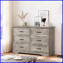 Bedroom Storage Dresser 6 Drawers with Cabinet Wood Furniture Living Room Chest