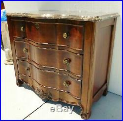 Bernhardt 39.5 Solid Mahogany Wood Marble Top Dresser Chest of 3 Drawers