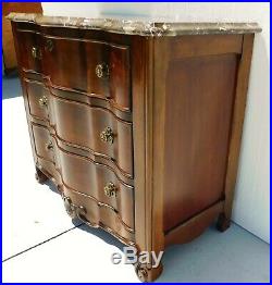 Bernhardt 39.5 Solid Mahogany Wood Marble Top Dresser Chest of 3 Drawers