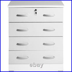 Better Home Products Cindy 4 Drawer Chest Wooden Dresser with Lock in White
