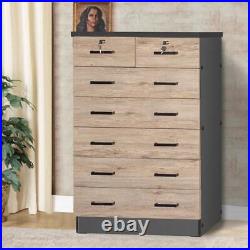 Better Home Products Cindy 7 Drawer Chest Wooden Dresser Natural Oak & Dark