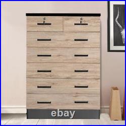 Better Home Products Cindy 7 Drawer Chest Wooden Dresser Natural Oak & Dark