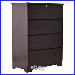 Better Home Products Isabela Solid Pine Wood 4 Drawer Chest Dresser in Mahogany