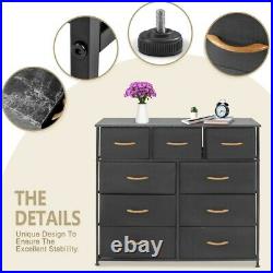 Bigroof Chest of Fabric Drawers Dresser Furniture Bins Bedroom Storage Organizer