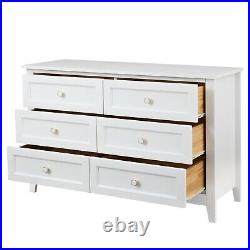 Birch Solid Wood Dresser Double Chest of 6 Drawers Bedroom Storage White