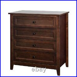 Birch Solid Wood Dresser Vintage Chest of 4 Drawers Bedroom Storage Brown