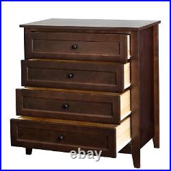 Birch Solid Wood Dresser Vintage Chest of 4 Drawers Bedroom Storage Brown