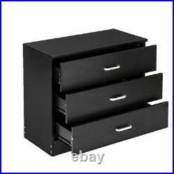 Black 3 Drawers Chest Dresser Clothes Storage Bedroom Cabinet Home Furniture