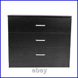 Black 3 Drawers Chest Dresser Clothes Storage Bedroom Cabinet Home Furniture
