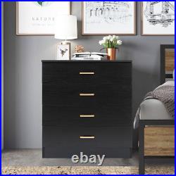 Black 4 Drawer Bedroom Heavy Duty Wood Chest Modern Storage bedroom Easy Install