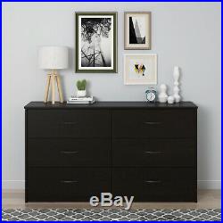 Black 6 Drawer Dresser Modern Set Organizer Bedroom Clothes Furniture Chest