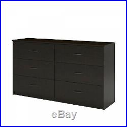 Black 6 Drawer Dresser Modern Set Organizer Bedroom Clothes Furniture Chest