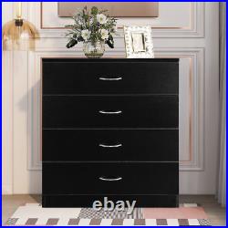 Black Chest of Drawers, 4 Drawers Wood Dresser Organizer Cabinet, Modern Bedroom