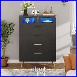 Black Dresser Dresser for Bedroom with Led Light, Dressers & Chests of Drawer