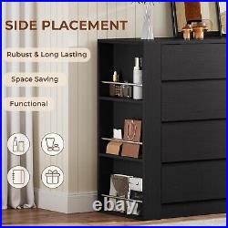 Black Dresser for Bedroom, Modern 8 Drawer Dresser with Side Storage Shelves