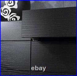 Black Modern Double Dresser 6 Drawer Chest Clothes Storage Wood 60 W Bedroom
