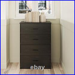 Black Oak Chest of Drawers Dresser 4 Drawer Furniture Cabinet Bedroom Storage US