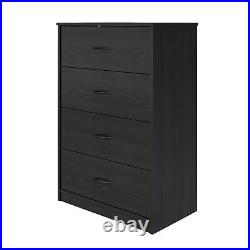 Black Oak Chest of Drawers Dresser 4 Drawer Furniture Cabinet Bedroom Storage US