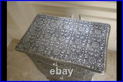 Blackend Silver Embossed Tallboy 4 Drawer Chest Assembled 80cm high