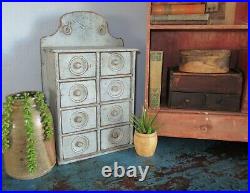 Blue Antique 8 Drawer Spice Cabinet/Box/Cupboard/Apothecary/Chest-Painted-Prim